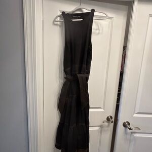 Veronica Beard Black Sleeveless Maxi Dress with Contrast Stitching